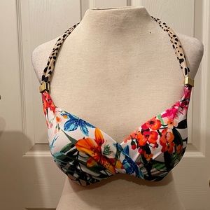 Victorias Secret Leopard Floral Bikini Top32D Gold